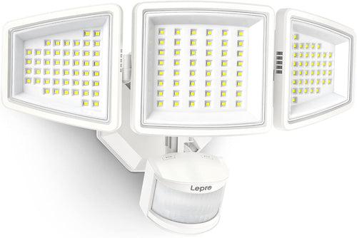 Illuminate Your Outdoors with the Ultra-Bright 27W LED Security Floodlight - Motion Sensor, 3 Adjustable Heads, 270° Coverage, Waterproof for Maximum Safety