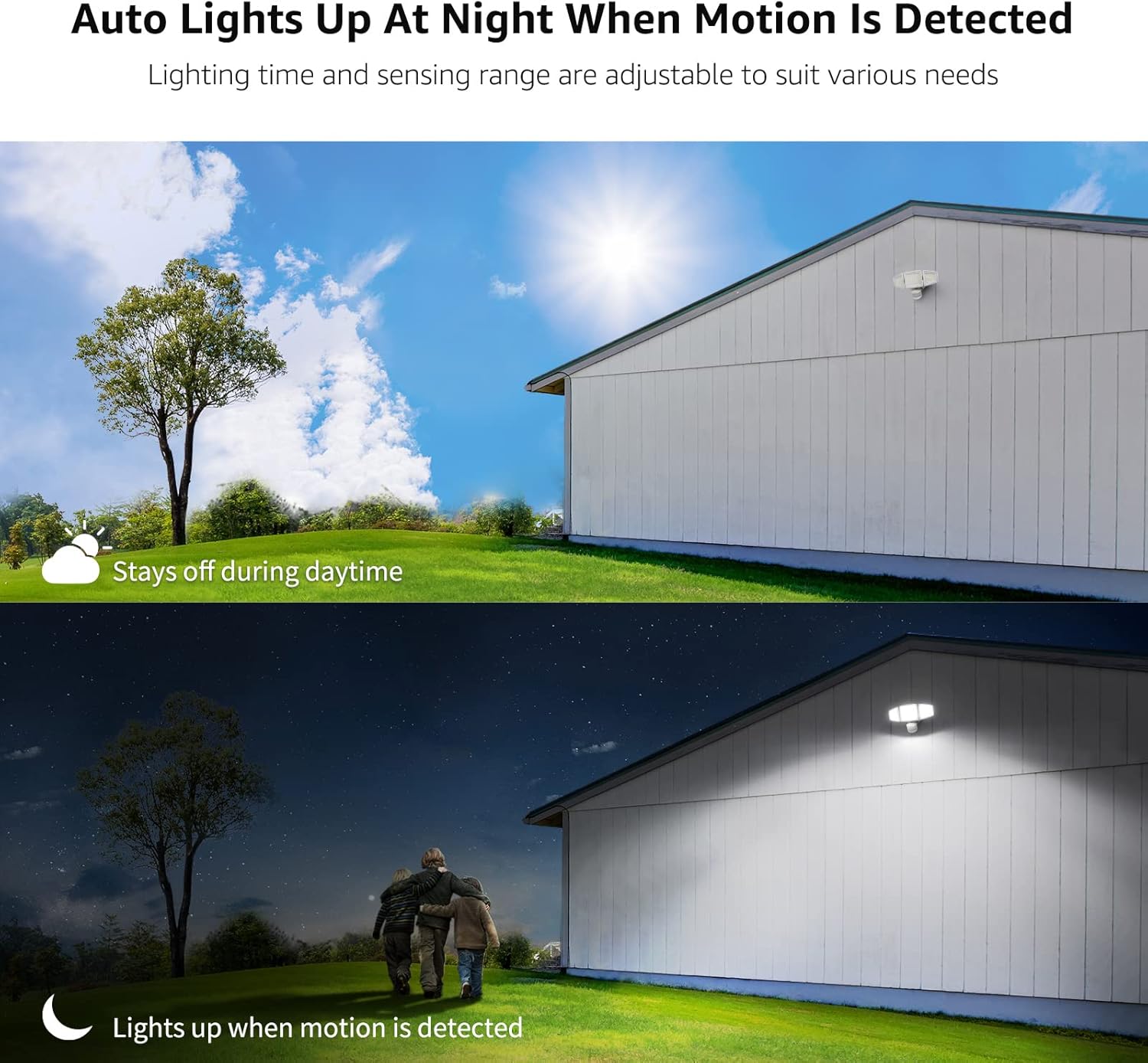 Illuminate Your Outdoors with the Ultra-Bright 27W LED Security Floodlight - Motion Sensor, 3 Adjustable Heads, 270° Coverage, Waterproof for Maximum Safety